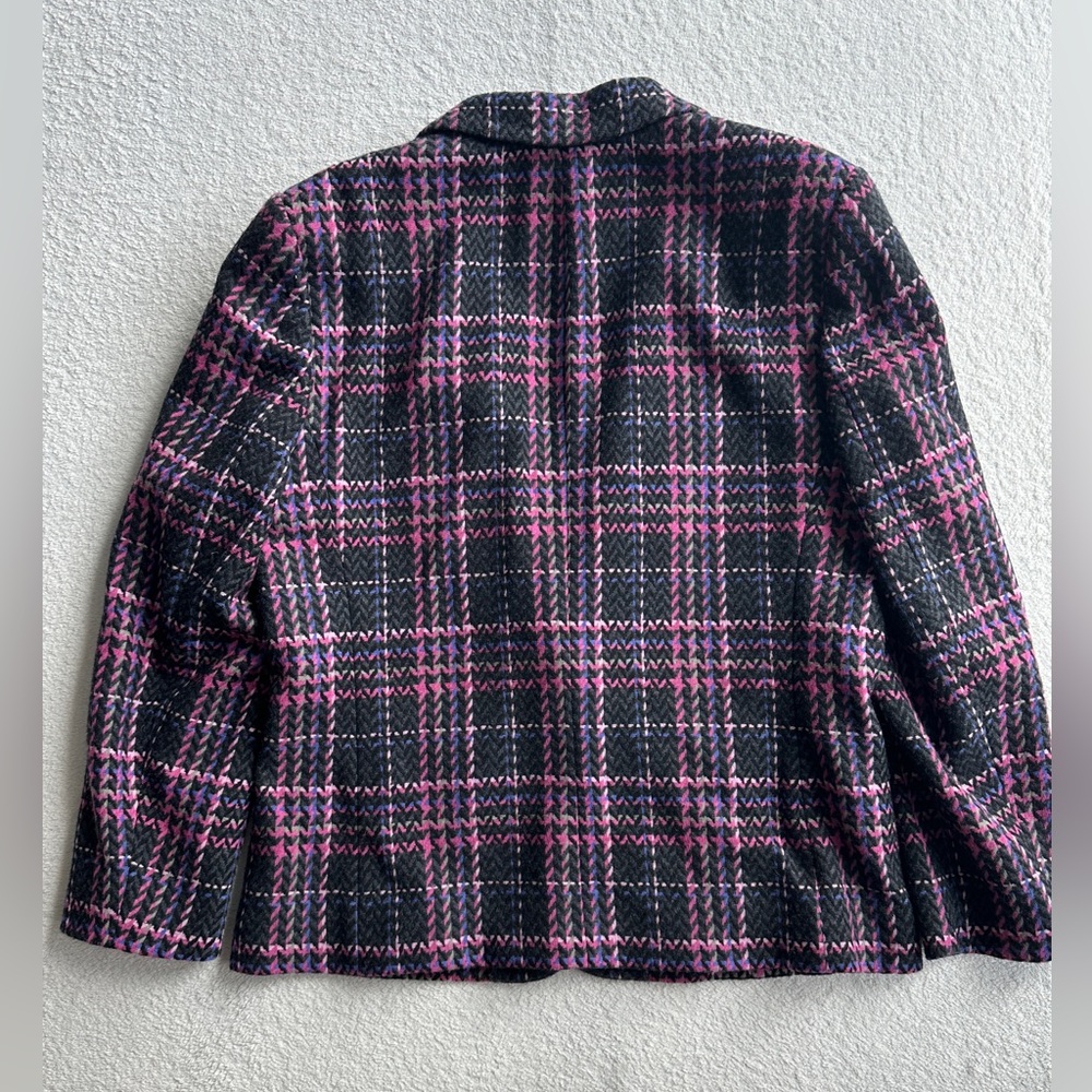 Pendleton Women’s Wool Checkered Jacket Blazer size 10 USA Made pink black plaid - Picture 6 of 12